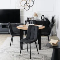 Stoły z krzesłami - Zestaw Stół Okrągły Rozkładany HARRY 102-142 cm Dąb Craft/Czarny i 4 Krzesła Tapicerowane PERU 2 Czarne Nowoczesne - miniaturka - grafika 1