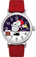 Zegarki męskie - Zegarek Timex TW2W44400 x Peanuts Standard Snoopy Santa 40mm Leather Strap - miniaturka - grafika 1