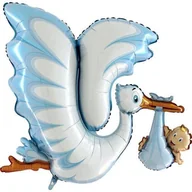 Baby shower i roczek - GRABO Balon foliowy "Bocian Niebieski" GRABO 53" SHP GB72086 - miniaturka - grafika 1