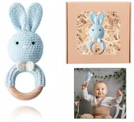 Gryzaki dla dzieci - Gryzak dla chłopca grzechotka niebieski króliczek w ekologicznym pudełku - miniaturka - grafika 1