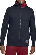 Bluzy męskie - Under Armour Bluza męska Baseline Fleece Full Zip Hoodie czarna r. XS 1343006-002 - miniaturka - grafika 1