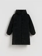 Kurtki i płaszcze dla dziewczynek - Reserved - Pikowany płaszcz z połyskiem - czarny - miniaturka - grafika 1