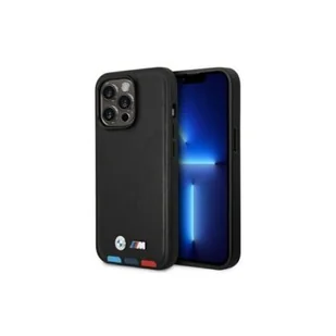 BMW Etui do iPhone 14 Pro 6,1" czarny/black Leather Stamp Tricolor - Etui i futerały do telefonów - miniaturka - grafika 1