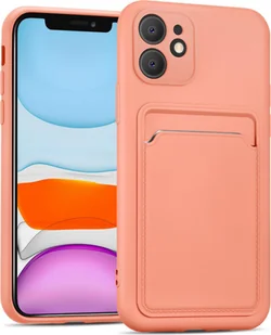 Etui na telefon komórkowy Apple iPhone 11 Silikonowe etui z kieszenią na kartę Slim Wallet Case, różowe - Etui i futerały do telefonów - miniaturka - grafika 1
