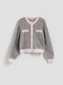 Swetry damskie - Reserved - Kardigan z kontrastową lamówką - wielobarwny - miniaturka - grafika 1