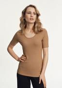 Koszulki i topy damskie - T-shirt brązowy damski bsic - miniaturka - grafika 1