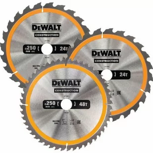 DeWalt DT1963-QZ zestaw pił tarczowych do drewna 250x30 mm seria Construction 3 elementy - Tarcze do pił - miniaturka - grafika 1