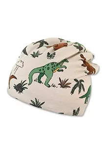 Czapki dla dzieci - Sterntaler Czapka Baby Boys Beanie Baby Slouch-Beanie Dino - Beanie Baby, dziecięca czapka z podszewką z bawełnianego polaru - ciemnozielona, beżowy, 49 - grafika 1