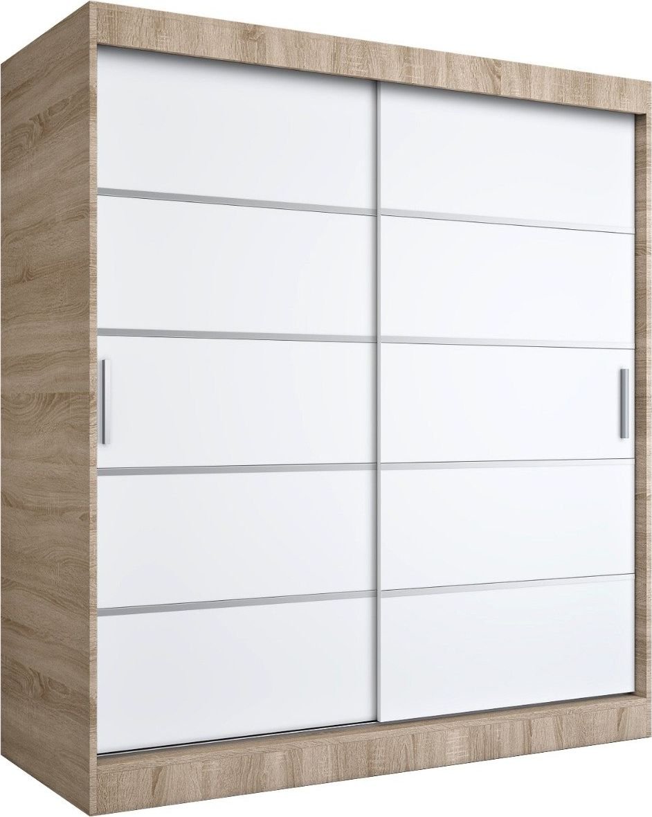 MKPOL Szafa przesuwna MODUO COMFORT 180 dąb sonoma/biała mat z listwami