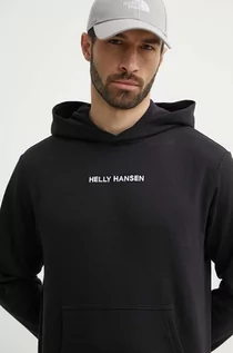 Bluzy męskie - Helly Hansen bluza męska kolor czarny z kapturem z aplikacją 53924 - grafika 1