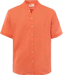 Koszule męskie - BRAX Męski styl Lionel U Linen Garment DYE koszula męska z letniego lnu ze stójką koszula, arbuz, XL, Watermelon, XL - grafika 1