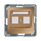 Klawisze i ramki - Ospel Plakietka podwójnego gniazda teleinformatycznego IMPRESJA Złoty GPK-2Y/p/28 - miniaturka - grafika 1