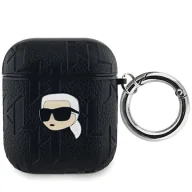 Akcesoria do słuchawek - Etui Karl Lagerfeld Monogram Karl Head na AirPods 1 / 2 - czarne - miniaturka - grafika 1