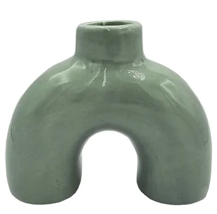 Świecznik stołowy nowoczesny ceramiczny zielony - Świeczniki - miniaturka - grafika 1