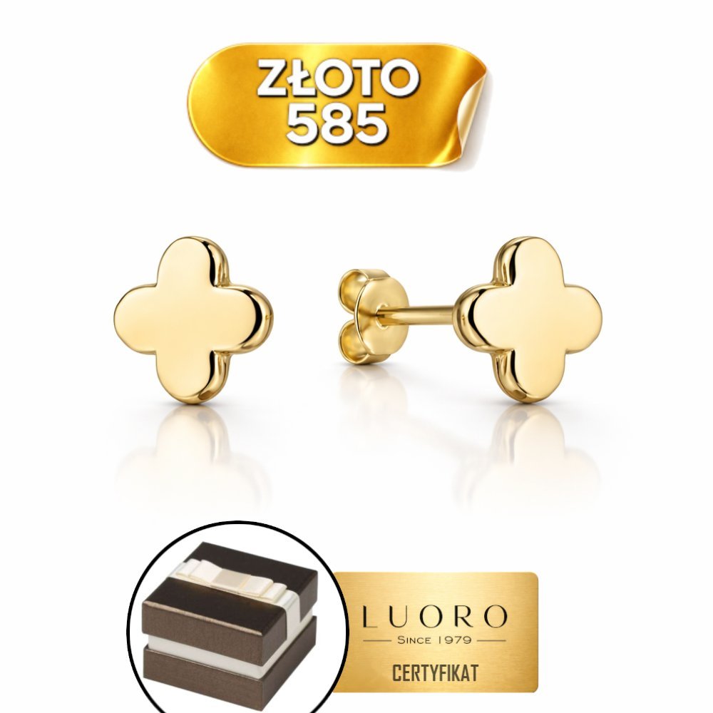 KOLCZYKI ZŁOTE 585 14K KONICZYNKI GŁADKIE 5 MM SZTYFT ELEGANCKIE