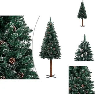 vidaXL Choinka smukła z prawdziwego drewna i śnieżnej zieleni 210 cm - Choinki - Choinki - miniaturka - grafika 1