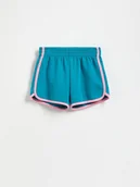 Spodnie i spodenki dla dziewczynek - Reserved - Dresowe szorty z lampasem - morski - miniaturka - grafika 1
