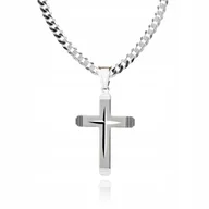 Biżuteria dla dzieci - 925 Srebrny łańcuszek krzyżyk DEDYKACJA 50 cm LK40 - miniaturka - grafika 1
