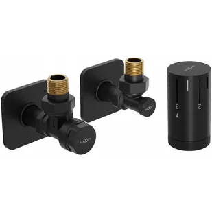 Mexen G05 zestaw termostatyczny kątowy z maskownicą S, czarny - W901-958-909-70 - Zawory i kraniki - miniaturka - grafika 1