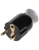 Kostki, złączki, wtyczki - Legrand Wtyczka 2P+Z 16A obrotowa czarna 50173 - miniaturka - grafika 1