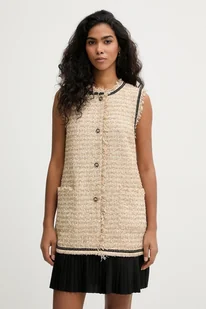 Karl Lagerfeld sukienka z domieszką wełny kolor beżowy mini prosta B1W13008 - Sukienki Karl Lagerfeld sukienka z domieszką wełny kolor beżowy mini prosta B1W13008 - Sukienki - miniaturka - grafika 1