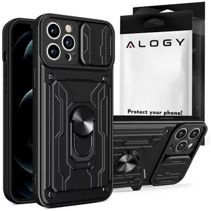 Etui pancerne Alogy Camshield Stand Ring Wallet z osłonką na aparat i miejscem na karty do Apple iPhone 14 Pro czarne - Etui i futerały do telefonów - miniaturka - grafika 1