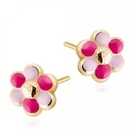 Biżuteria dla dzieci - Srebrne Kolczyki 925 Złocone Kwiatki Grawer - miniaturka - grafika 1