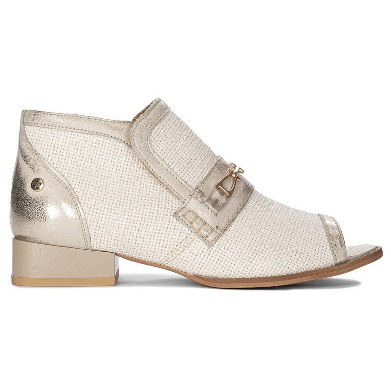 Maciejka Botki Damskie Skórzane Złota Przecierka-41