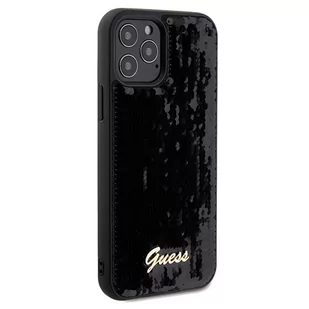 Guess GUHCP12MPSFDGSK iPhone 12/12 Pro 6.1" czarny/black hardcase Sequin Script Metal - Etui i futerały do telefonów - miniaturka - grafika 3