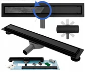 Odpływy liniowe - Rea G8906 Odpływ liniowy + syfon + nóki + mankiet uszczelniający Neo&Pure 700 N PRO Black - miniaturka - grafika 1