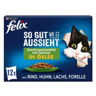 Felix So gut wie es aussieht 12 x 85 g Różnorodność smaków z warzywami - Mokra karma dla kotów - miniaturka - grafika 1