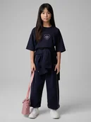 Koszulki dla dziewczynek - 4F T-shirt loose z nadrukiem dziewczęcy - granatowy 158/164 (12-14 lat) - miniaturka - grafika 1