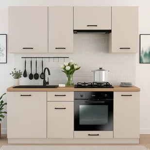 Zestaw Mebli Kuchennych MODERN 200 cm Kaszmir/Biały Nowoczesny - Meble kuchenne Zestaw Mebli Kuchennych MODERN 200 cm Kaszmir/Biały Nowoczesny - Meble kuchenne - miniaturka - grafika 1