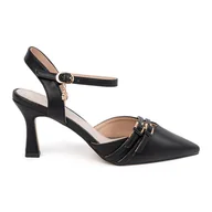 Czółenka - Goodin Czarne czółenka z odkrytą piętą - miniaturka - grafika 1