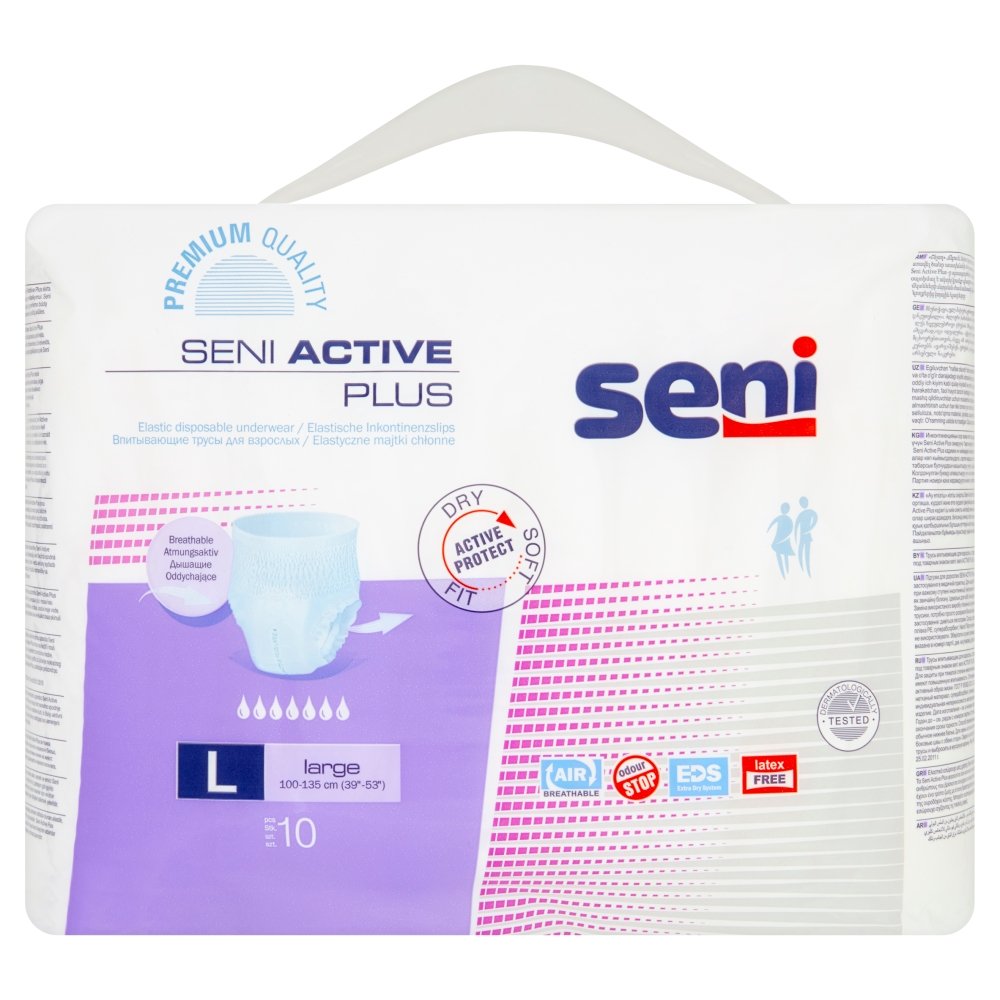 Seni Active Plus, Elastyczne majtki chłonne, 100-135cm, Large