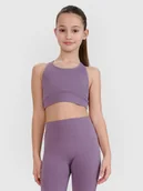 Biustonosze dla dziewczynek - 4F Stanik sportowy szybkoschnący dziewczęcy 4F JUNIOR x Anna Lewandowska - fioletowy 140/146 (9-11 lat) - miniaturka - grafika 1