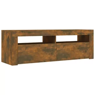 Lumarko Szafka pod TV z oświetleniem LED, przydymiony dąb, 120x35x40 cm - Szafki RTV - miniaturka - grafika 4