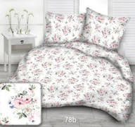 Pościel - Pościel 160x200 78b biała kwiat jabłoni listki zielone zapinana na zamek - miniaturka - grafika 1