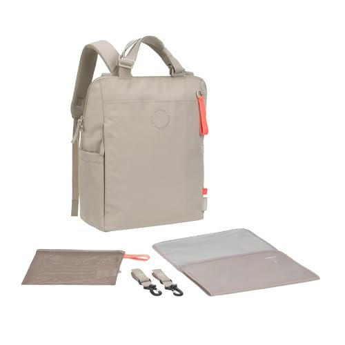 LÄSSIG Plecak do przewijania dla niemowląt, torba do przewijania z podkładką do przewijania, mocowanie do wózka dziecięcego, torba siatkowa/GRE Conversion Backpack beżowy