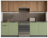 Meble kuchenne - Zestaw mebli kuchennych orzech + pistacja N6-D89 - miniaturka - grafika 1
