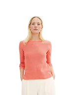 Swetry damskie - TOM TAILOR Damski sweter 1035095, 12230-gładki papaja czerwony, L - miniaturka - grafika 1