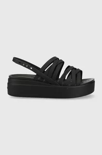 Sandały damskie - Crocs sandały Brooklyn Strappy Low Wedge damskie kolor czarny na platformie 206751 - grafika 1