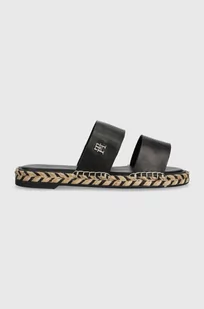 Tommy Hilfiger klapki skórzane TH LEATHER FLAT ESP SANDAL damskie kolor czarny FW0FW07931 - Klapki i japonki damskie - miniaturka - grafika 1
