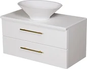 Szafki łazienkowe - Szafka wisząca biały mat z umywalką nablatową 80 cm Belli Gold Gante - miniaturka - grafika 1