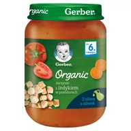 Dania dla dzieci - Gerber Nestlé Organic jarzynki z indykiem w pomidorach po 6 miesiącu 190 g 1148553 - miniaturka - grafika 1