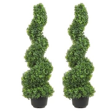 Sztuczne topiaries drzewa bukszpanu 3ft 2 sztuki Faux Indoor Outdoor Decor