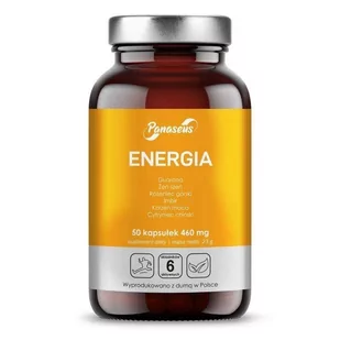 Panaseus Energia - Guarana + Żeń-szeń + Maca + Schisandra + Rhodiola + Imbir (50 kaps.) - Suplementy naturalne - miniaturka - grafika 1