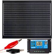 Zestawy solarne - Zestaw solarny fotowoltaiczny 70W 12V BLACK (Panel solarny 70W, Regulator napięcia 10A) VOLT POLSKA - miniaturka - grafika 1