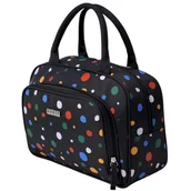 Kosmetyczki, organizery i kuferki - Kosmetyczka Damska NOBLE Podróżna Czarna Duży Kuferek Na Kosmetyki W Kropy - miniaturka - grafika 1