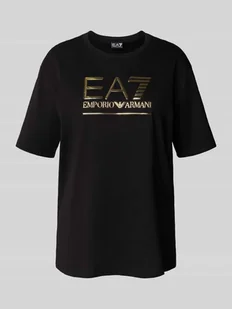 T-shirt z detalem z logo - Koszulki i topy damskie - miniaturka - grafika 1